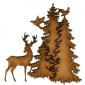 Winter Fir Trees, Deer & Bird Scene - MDF Wood Shape