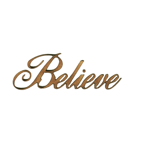 believe christmas wood word cut out in ancestry font