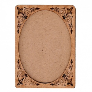 Plain ATC Wood Blank with Engraved Fleur De Lis Frame