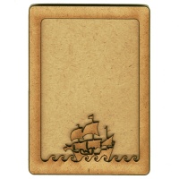 Plain ATC Wood Blank with Boat on Waves Frame