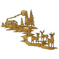 Winter Deer Scene Style 1 - MDF Wood Shape