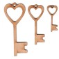 Heart Key MDF Wood Shape x 2