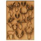 Sheet of Mini Deer & Antlers - MDF Wood Animal Shapes - Style 1
