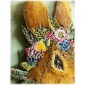 Rabbit Head with Flowers MDF Wood Shape