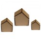 Block Style MDF House Kit - Wide with Wonky Roof