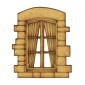 Cottage Window with Curtains - MDF Wood Shape