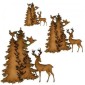 Winter Fir Trees, Deer & Bird Scene - MDF Wood Shape