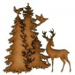 Winter Fir Trees, Deer & Bird Scene - MDF Wood Shape