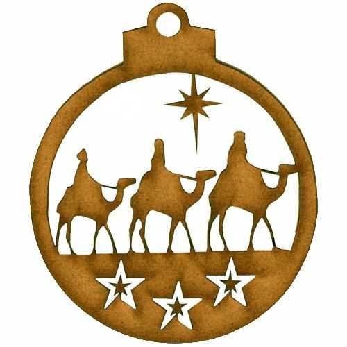 Three Wise Men & Camels Bauble MDF Wood Shape