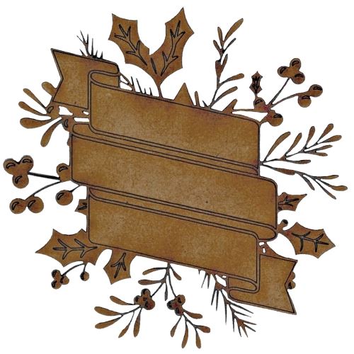 Banner Mdf Christmas Florals and Berries Triple Banner MDF Wood Shape