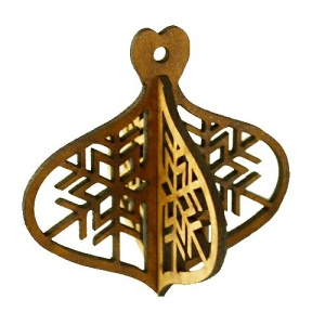 3D Snowflake Bauble MDF Wood Shape - Style 2