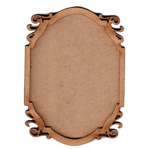 Shaped ATC Wood Blank with Flourish Cut Out Frame