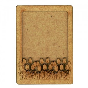 Plain ATC Wood Blank with Field of Tulips Frame