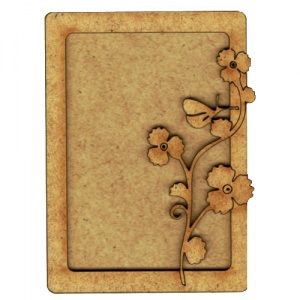 Plain ATC Wood Blank with Butterfly & Wildflower Frame