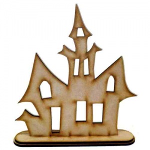 Haunted House with Spire and Stand - MDF Halloween Kit