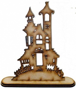 Haunted House with 3 Turrets and Stand - MDF Halloween Kit