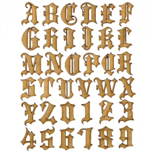 MDF Letters & Numbers - Blackletter Shadow Font