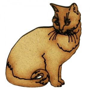 Long Haired Cat with Curled Tail - MDF Wood Shape