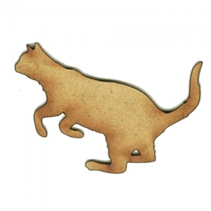 Pouncing Cat Silhouette - MDF Wood Shape