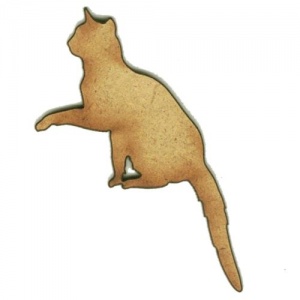 Pawing Cat Silhouette - MDF Wood Shape