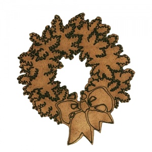 Christmas Fir Wreath with Bow - MDF Wood Shape