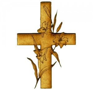 Cross with Lillies - MDF Wood Shape Style 17