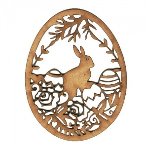 Easter Egg MDF Wood Shape with Rabbit & Roses