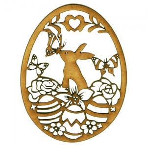 Easter Egg MDF Wood Shape with Rabbit & Butterflies
