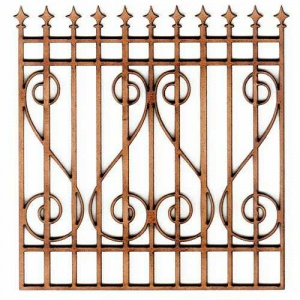 Post & Swirl Wrought Iron Style Fence Panel - MDF Wood Shape