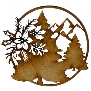 Fir Trees & Mountains - MDF Christmas Floral Wood Shape