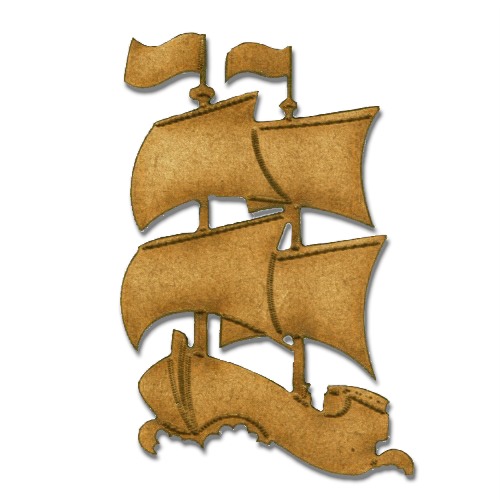 Galleon Boat MDF Wood Shape - Style 9