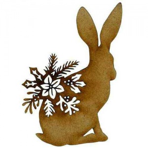 Hare - MDF Christmas Floral Wood Shape