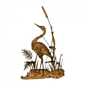 Heron on River Bank MDF Wood Bird Shape