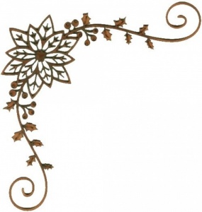 Poinsettia, Holly & Berry Corner - MDF Lace Cut Wood Shape