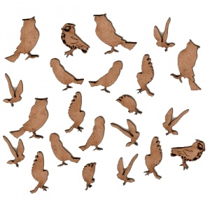 Sheet of Mini MDF Wood Birds - Owls