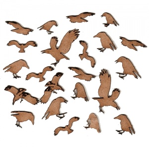 Sheet of Mini MDF Wood Birds - Crows & Ravens