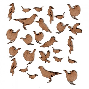 Sheet of Mini MDF Wood Birds - Garden Birds