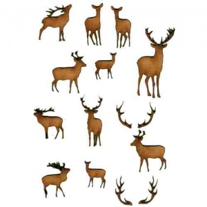 Sheet of Mini Deer & Antlers - MDF Wood Animal Shapes - Style 3