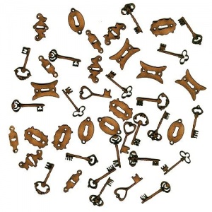 Sheet of Mini MDF Keys & Escutcheons Wood Shapes