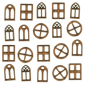 Sheet of Mini MDF Window Wood Shapes