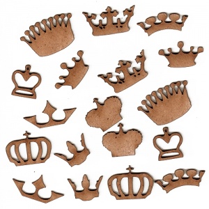 Sheet of Mini MDF Wood Crowns - Style 2