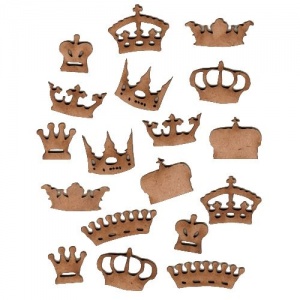 Sheet of Mini MDF Wood Crowns - Style 3