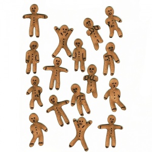 Sheet of Mini MDF Christmas Wood Shapes - Gingerbread Men