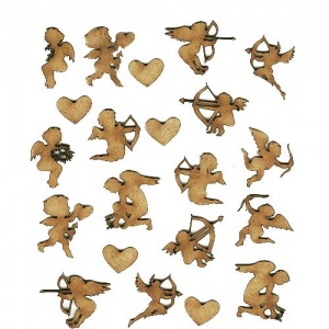 Sheet of Mini Valentine MDF Wood Shapes - Style 2