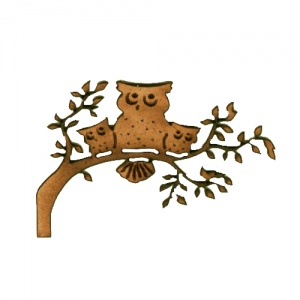 Owl Family on Branch MDF Wood Shape