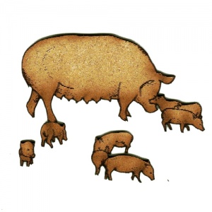 Sow with Piglets - MDF Wood Shape Style 22