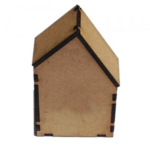 Block Style MDF House Kit - Short with Wonky Roof