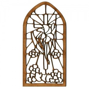 Stained Glass Floral Arched Window - MDF Wood Shape