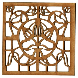 Stained Glass Floral Square Window - MDF Wood Shape