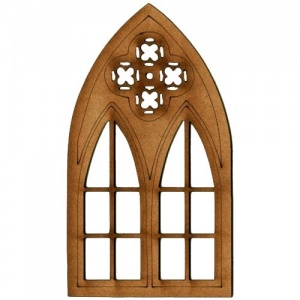 Stone Mullion  Double Gothic Arch Window - MDF Wood Shape